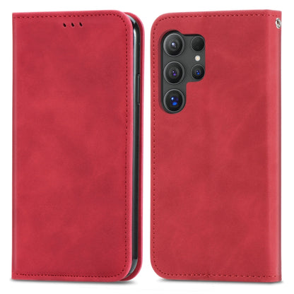 For Samsung Galaxy S25 Ultra 5G Retro Skin Feel Magnetic Leather Phone Case(Red) - Galaxy S25 Ultra 5G Cases by PMC Jewellery | Online Shopping South Africa | PMC Jewellery | Buy Now Pay Later Mobicred