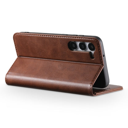 For Samsung Galaxy S24 Ultra 5G Suteni Calf Texture Horizontal Flip Leather Phone Case(Brown) - Galaxy S24 Ultra 5G Cases by Suteni | Online Shopping South Africa | PMC Jewellery | Buy Now Pay Later Mobicred