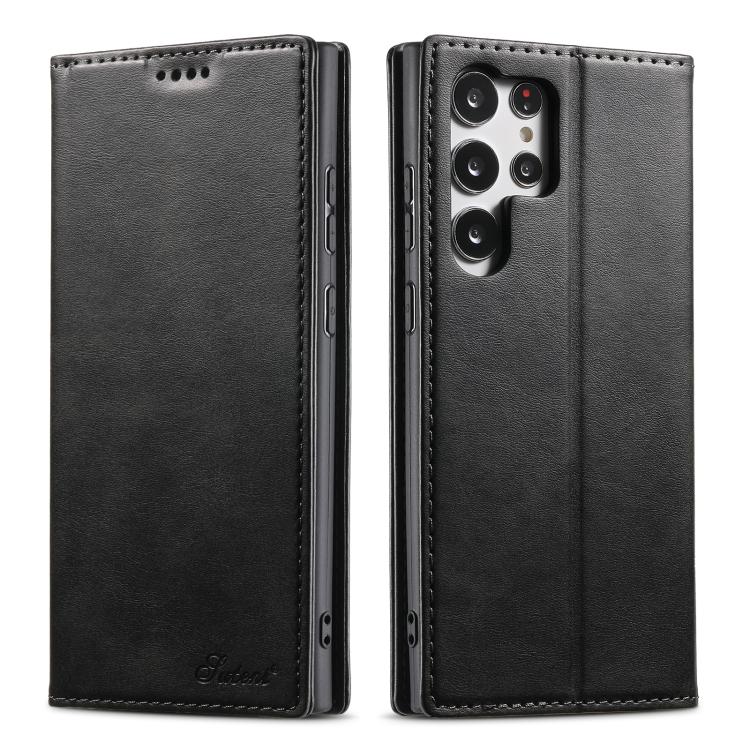 For Samsung Galaxy S25 Ultra 5G Suteni Calf Texture Horizontal Flip Leather Phone Case(Black) - Galaxy S25 Ultra 5G Cases by Suteni | Online Shopping South Africa | PMC Jewellery | Buy Now Pay Later Mobicred