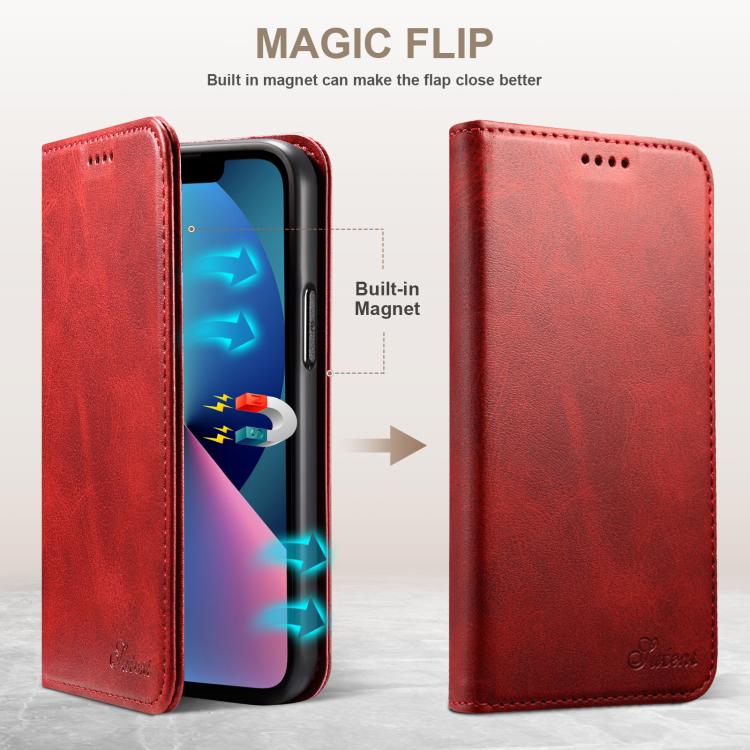 For Samsung Galaxy S25 Ultra 5G Suteni Calf Texture Horizontal Flip Leather Phone Case(Red) - Galaxy S25 Ultra 5G Cases by Suteni | Online Shopping South Africa | PMC TechLife | Buy Now Pay Later Mobicred