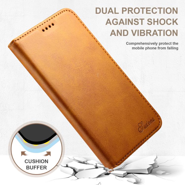 For Samsung Galaxy S25 Ultra 5G Suteni Calf Texture Horizontal Flip Leather Phone Case(Khaki) - free shipping - PMC TechLife - Order now!