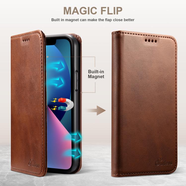 For Samsung Galaxy S25 5G Suteni Calf Texture Horizontal Flip Leather Phone Case(Brown) - Galaxy S25 5G Cases by Suteni | Online Shopping South Africa | PMC TechLife | Buy Now Pay Later Mobicred