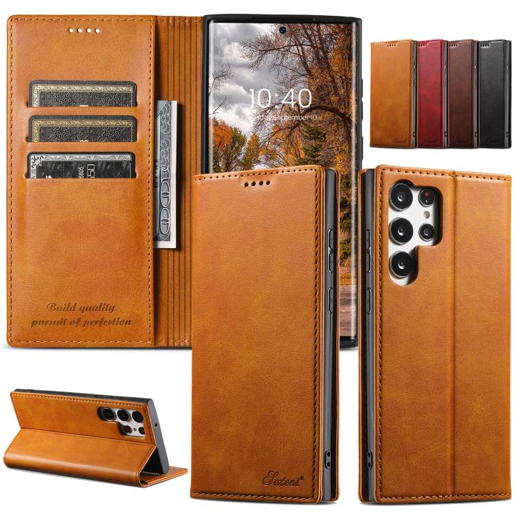 For Samsung Galaxy S25 5G Suteni Calf Texture Horizontal Flip Leather Phone Case(Black) - Galaxy S25 5G Cases by Suteni | Online Shopping South Africa | PMC TechLife | Buy Now Pay Later Mobicred