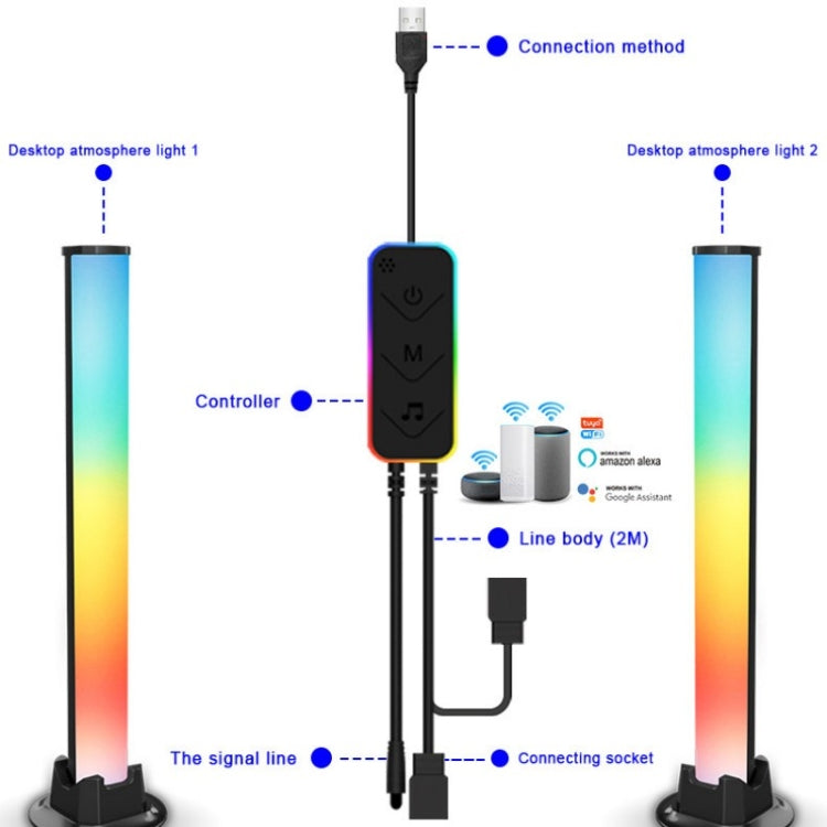 SAL043 2pcs Wifi RGB Rhythm Voice Music Desktop Atmosphere LED Table Lamp - Novelty Lighting by PMC TechLife | Online Shopping South Africa | PMC TechLife | Buy Now Pay Later Mobicred