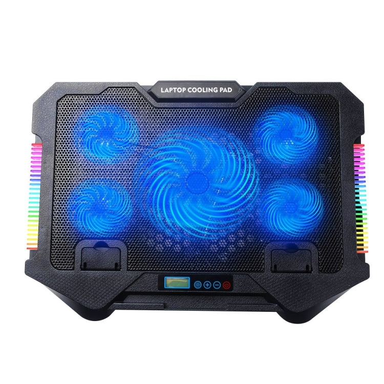 S500 Adjustable Height 5 Quiet Fans RGB Gaming Laptop Cooling Pad with Phone Holder - Cooling Pads by PMC Jewellery | Online Shopping South Africa | PMC Jewellery | Buy Now Pay Later Mobicred