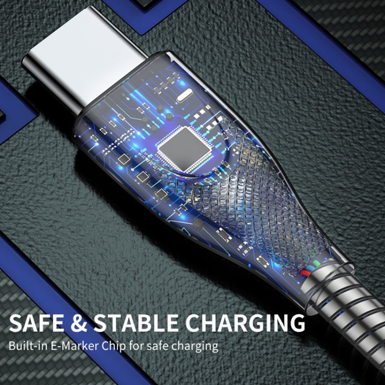 ENKAY ENK-CB128 PD 27W Type-C to 8 Pin Carbon Steel Hose Spring Fast Charging Data Cable, Length:2m(Silver) - free shipping - PMC Jewellery - Order now!