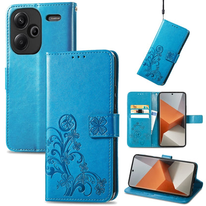 For Xiaomi Redmi Note 13 Pro+ Four-leaf Clasp Embossed Leather Phone Case(Blue) - Note 13 Pro+ Cases by PMC Jewellery | Online Shopping South Africa | PMC Jewellery | Buy Now Pay Later Mobicred