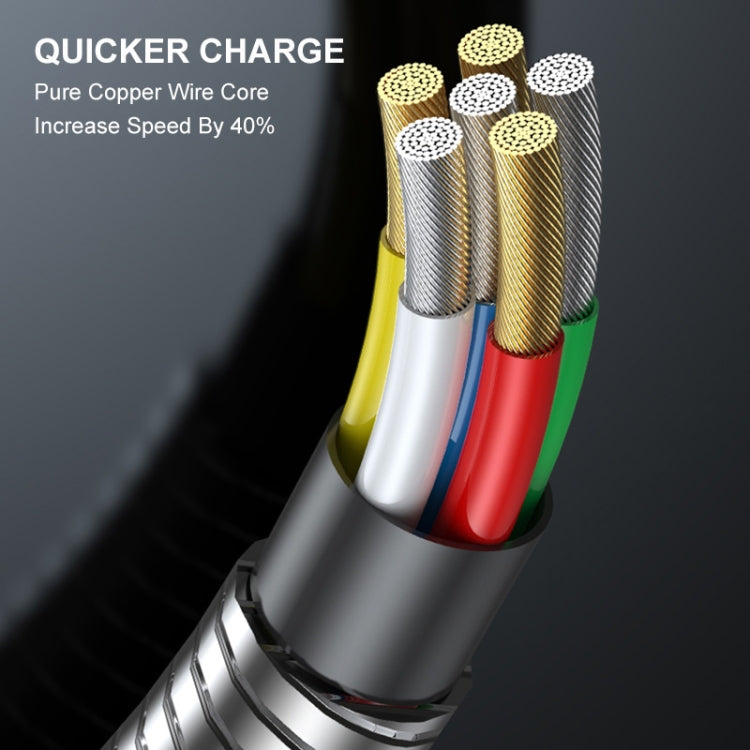 ENKAY ENK-CB131 USB to 8 Pin Carbon Steel Hose Spring 2.4A Fast Charging Data Cable, Length:2m(Silver) - Normal Style Cable by ENKAY | Online Shopping South Africa | PMC Jewellery | Buy Now Pay Later Mobicred