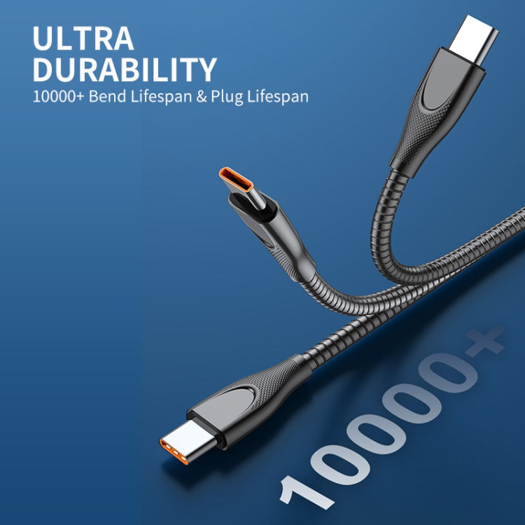 ENKAY ENK-CB132 USB to USB-C / Type-C Carbon Steel Hose Spring 6A Supper Fast Charging Data Cable, Length:2m(Silver) - USB-C & Type-C Cable by ENKAY | Online Shopping South Africa | PMC TechLife | Buy Now Pay Later Mobicred