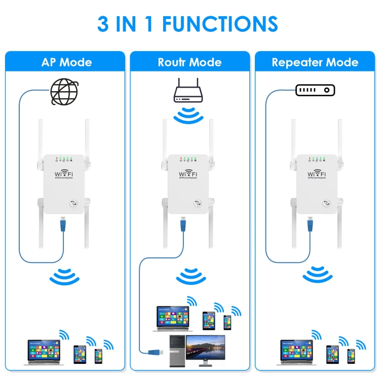 U8 300Mbps Wireless WiFi Repeater Extender Router Wi-Fi Signal Amplifier WiFi Booster(EU Plug) - Broadband Amplifiers by PMC Jewellery | Online Shopping South Africa | PMC Jewellery | Buy Now Pay Later Mobicred