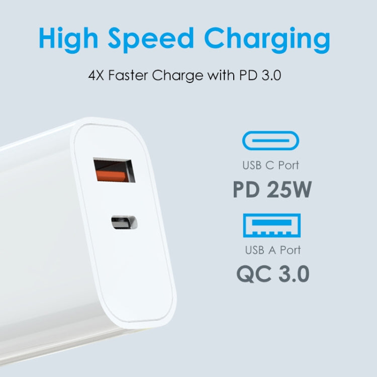 NORTHJO NOPD2502 PD 25W USB-C/Type-C + QC 3.0 USB Dual Ports Fast Charger, Plug Type:UK Plug(White) - USB Charger by NORTHJO | Online Shopping South Africa | PMC Jewellery | Buy Now Pay Later Mobicred