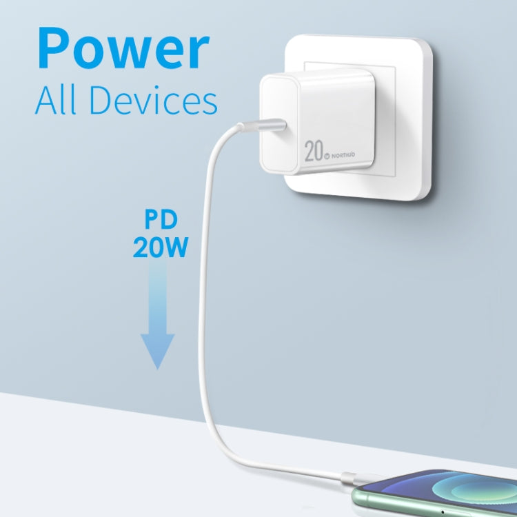 NORTHJO NOPD2001 PD 20W USB-C / Type-C Single Port Fast Charger, Plug Type:US Plug(White) - USB Charger by NORTHJO | Online Shopping South Africa | PMC Jewellery | Buy Now Pay Later Mobicred