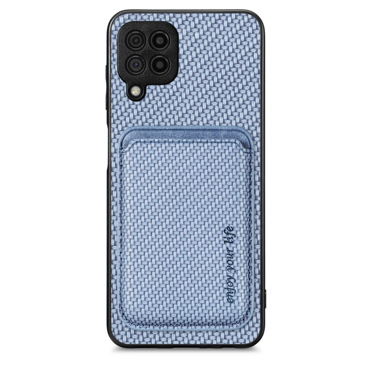 For Samsung Galaxy A22 4G Carbon Fiber Leather Card Magsafe Magnetic Phone Case(Blue) - Galaxy Phone Cases by PMC Jewellery | Online Shopping South Africa | PMC Jewellery