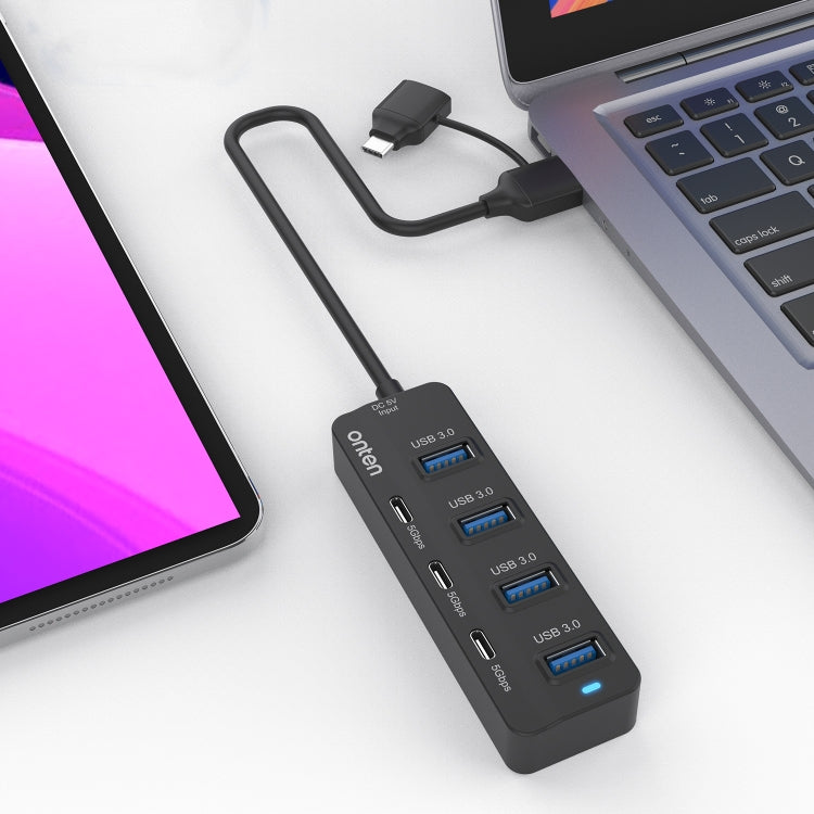 Onten UCA5306 7 in 2 USB3.0 + Type-C 7-Ports HUB Docking Station Support OTG Function - USB 3.0 HUB by Onten | Online Shopping South Africa | PMC Jewellery | Buy Now Pay Later Mobicred