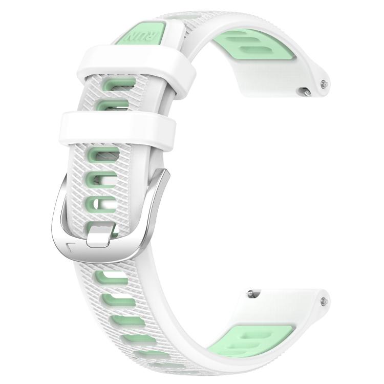 For Amazfit GTS 4 20mm Cross Texture Two Color Silicone Steel Buckle Watch Band(White+Teal) - Watch Bands by PMC TechLife | Online Shopping South Africa | PMC TechLife | Buy Now Pay Later Mobicred