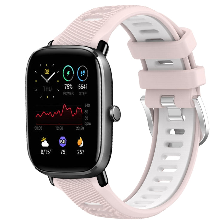 For Amazfit GTS 4 20mm Cross Texture Two Color Silicone Steel Buckle Watch Band(Pink+White) - Watch Bands by PMC TechLife | Online Shopping South Africa | PMC TechLife | Buy Now Pay Later Mobicred