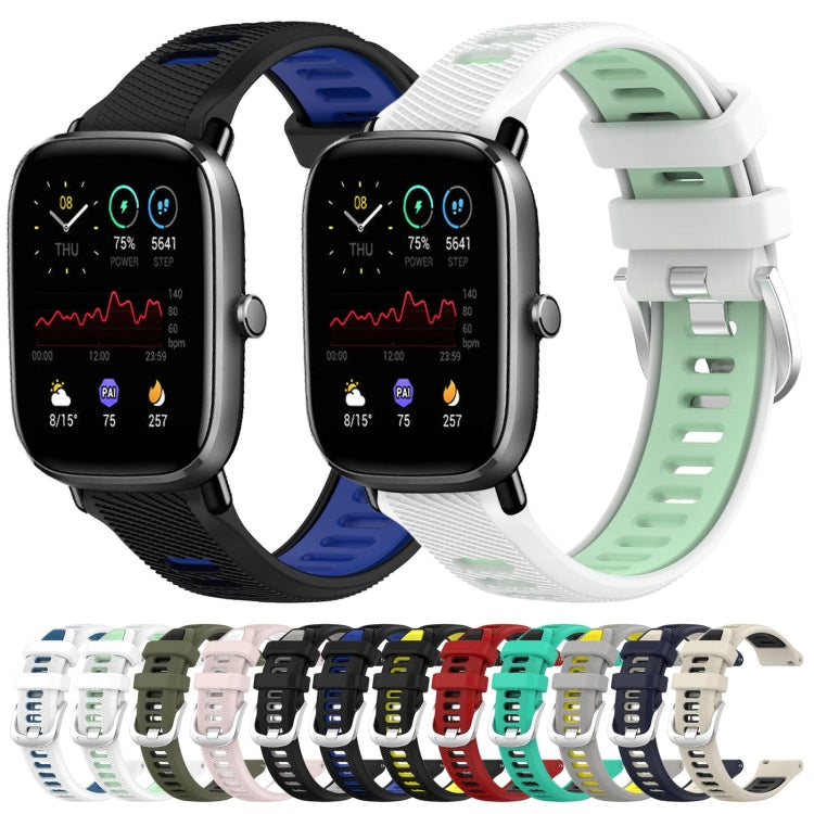 For Amazfit GTS 4 20mm Cross Texture Two Color Silicone Steel Buckle Watch Band(Red+Black) - Watch Bands by PMC TechLife | Online Shopping South Africa | PMC TechLife | Buy Now Pay Later Mobicred