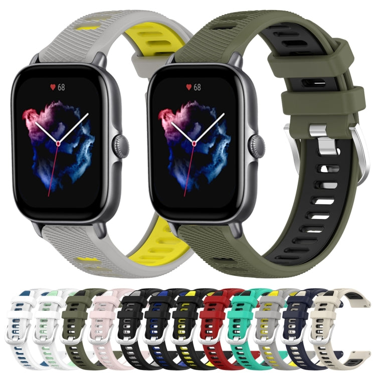 For Amazfit GTS 4 Mini 20mm Cross Texture Two Color Silicone Steel Buckle Watch Band(Red+Black) - Watch Bands by PMC TechLife | Online Shopping South Africa | PMC TechLife | Buy Now Pay Later Mobicred