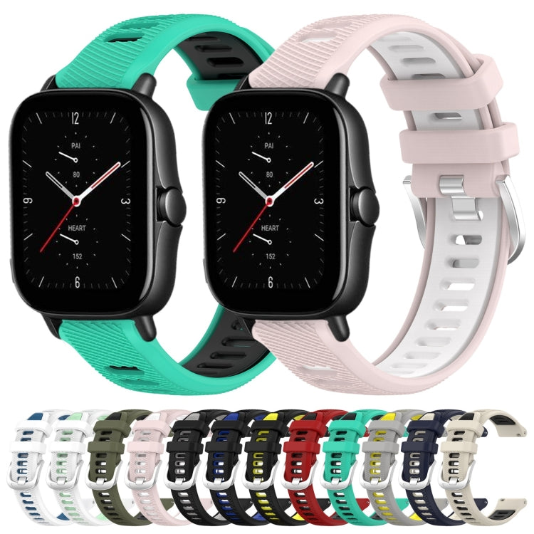 For Amazfit GTS 3 20mm Cross Texture Two Color Silicone Steel Buckle Watch Band(Army Green+Black) - Watch Bands by PMC TechLife | Online Shopping South Africa | PMC TechLife | Buy Now Pay Later Mobicred