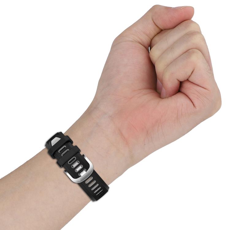 For Amazfit GTS 3 20mm Cross Texture Two Color Silicone Steel Buckle Watch Band(Black+Blue) - Watch Bands by PMC TechLife | Online Shopping South Africa | PMC TechLife | Buy Now Pay Later Mobicred