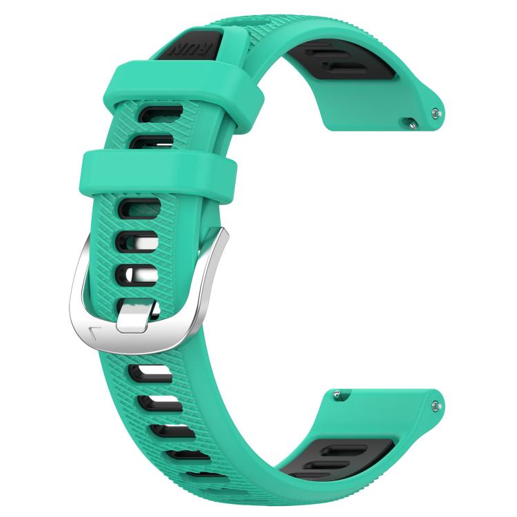 For Amazfit GTS 2E 20mm Cross Texture Two Color Silicone Steel Buckle Watch Band(Lake Blue+Black) - Watch Bands by PMC TechLife | Online Shopping South Africa | PMC TechLife | Buy Now Pay Later Mobicred