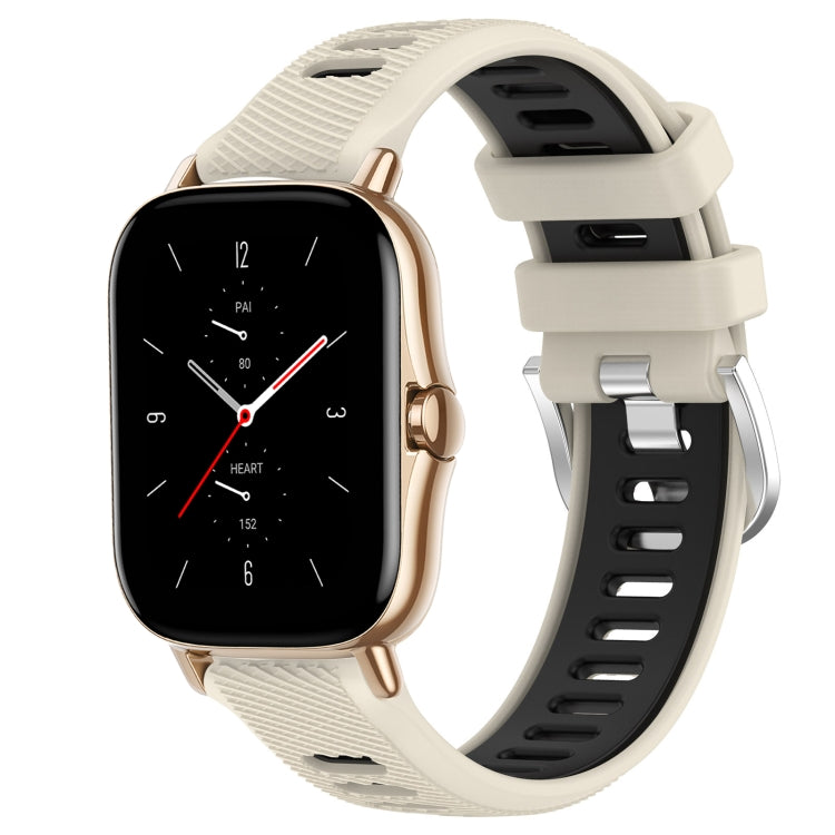 For Amazfit GTS 2 Mini 20mm Cross Texture Two Color Silicone Steel Buckle Watch Band(Starlight+Black) - Watch Bands by PMC TechLife | Online Shopping South Africa | PMC TechLife | Buy Now Pay Later Mobicred