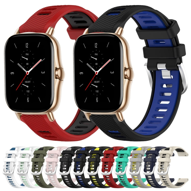 For Amazfit GTS 2 Mini 20mm Cross Texture Two Color Silicone Steel Buckle Watch Band(Red+Black) - Watch Bands by PMC TechLife | Online Shopping South Africa | PMC TechLife | Buy Now Pay Later Mobicred