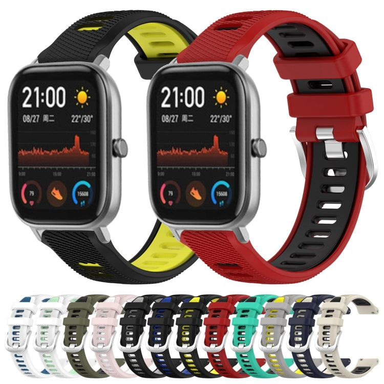 For Amazfit GTS 2 20mm Cross Texture Two Color Silicone Steel Buckle Watch Band(Army Green+Black) - Watch Bands by PMC TechLife | Online Shopping South Africa | PMC TechLife | Buy Now Pay Later Mobicred