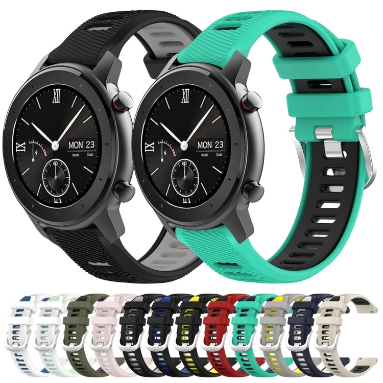 For Amazfit GTS 20mm Cross Texture Two Color Silicone Steel Buckle Watch Band(Midnight Blue + Starlight) - Watch Bands by PMC TechLife | Online Shopping South Africa | PMC TechLife | Buy Now Pay Later Mobicred