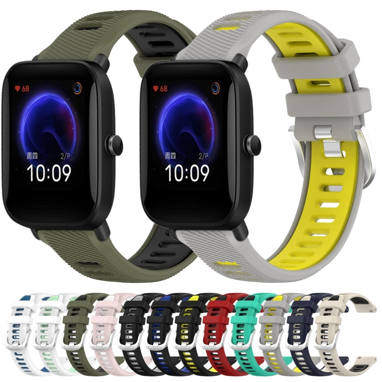 For Amazfit Pop Pro 20mm Cross Texture Two Color Silicone Steel Buckle Watch Band(Starlight+Black) - Watch Bands by PMC TechLife | Online Shopping South Africa | PMC TechLife | Buy Now Pay Later Mobicred