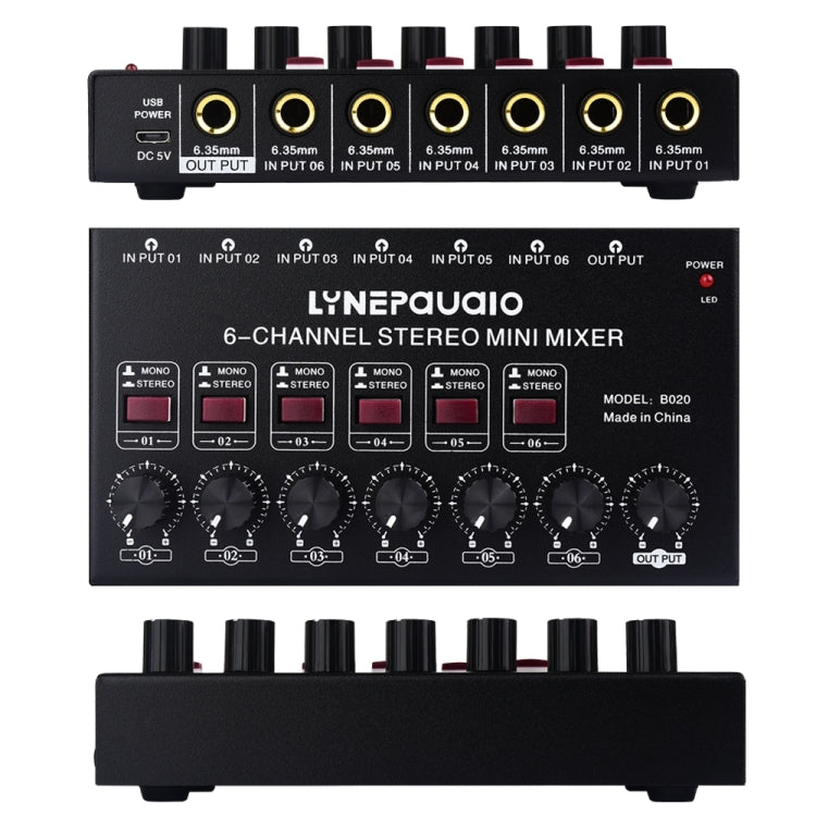 B020 Mini 6-Channel Stereo Audio Mixer Musical Instrument Mixer Electric Wind Electric Guitar Electronic Piano Drums Mixer -  by PMC TechLife | Online Shopping South Africa | PMC TechLife | Buy Now Pay Later Mobicred