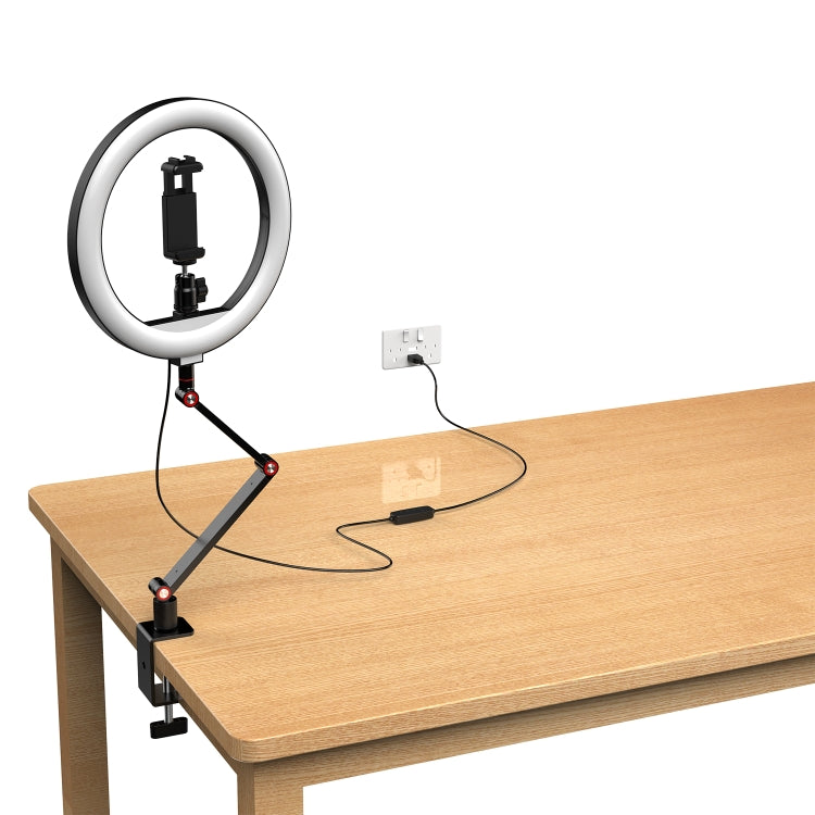 Apexel FL20 10 Inch LED Ring Light Foldable Metal Swing Arm Desk Lamp with Stand & Phone Holder - free shipping - PMC Jewellery - Order now!