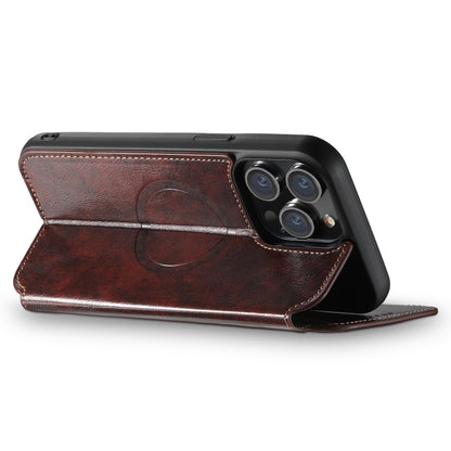 For iPhone 14 Plus Suteni J05 Leather Magnetic Magsafe Phone Case(Brown) - iPhone 14 Plus Cases by Suteni | Online Shopping South Africa | PMC Jewellery | Buy Now Pay Later Mobicred