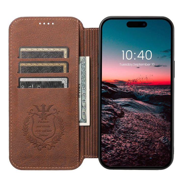 For iPhone 13 Suteni J06 Retro Matte Litchi Texture Leather Magnetic Magsafe Phone Case(Brown) - iPhone 13 Cases by Suteni | Online Shopping South Africa | PMC Jewellery | Buy Now Pay Later Mobicred