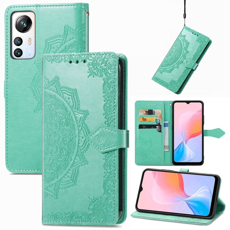 For Blackview A85 Mandala Flower Embossed Leather Phone Case(Green) - More Brand by PMC Jewellery | Online Shopping South Africa | PMC Jewellery | Buy Now Pay Later Mobicred