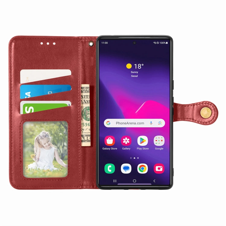 For Samsung Galaxy S25 Ultra 5G Retro Solid Color Buckle Leather Phone Case(Red) - Galaxy S25 Ultra 5G Cases by PMC Jewellery | Online Shopping South Africa | PMC Jewellery | Buy Now Pay Later Mobicred