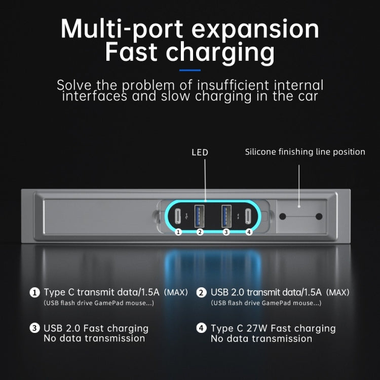 Z62A For Tesla Model 3 / Y Center Console 27W Fast Charging USB HUB Docking Station - DIY Modified Charger by PMC TechLife | Online Shopping South Africa | PMC TechLife | Buy Now Pay Later Mobicred