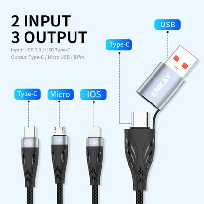 ENKAY ENK-CB135 5-in-1 65W USB-A & USB-C to 8 Pin / Type-C / Micro USB Multifunctional Charging Cable with Indicator Light, Cable Length:1.2m - Multifunction Cable by ENKAY | Online Shopping South Africa | PMC Jewellery | Buy Now Pay Later Mobicred