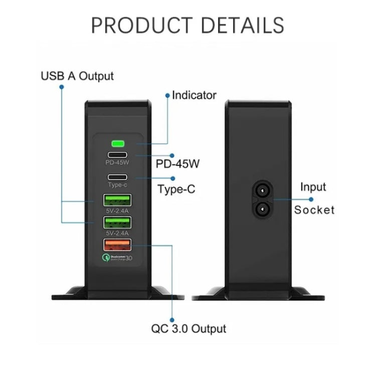 PD-75 Desktop PD Type-C USB QC 3.0 Fast Mobile Phone Charging Station Multifunctional Wireless Charger(AU Plug) - Multifunction Charger by PMC Jewellery | Online Shopping South Africa | PMC Jewellery | Buy Now Pay Later Mobicred