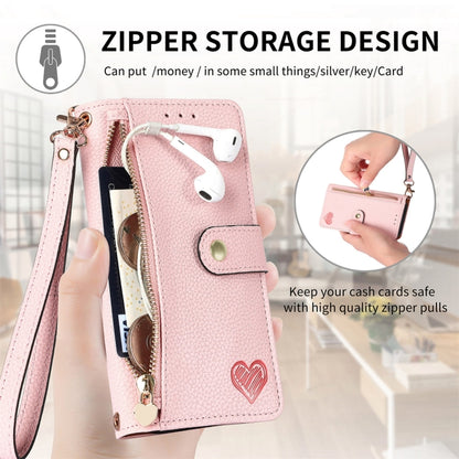 For iPhone 16 Plus Love Zipper Lanyard Leather Phone Case(Pink) - iPhone 16 Plus Cases by PMC Jewellery | Online Shopping South Africa | PMC Jewellery | Buy Now Pay Later Mobicred