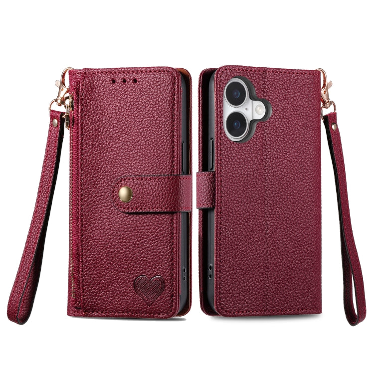 For iPhone 16 Pro Max Love Zipper Lanyard Leather Phone Case(Red) - iPhone 16 Pro Max Cases by PMC Jewellery | Online Shopping South Africa | PMC Jewellery | Buy Now Pay Later Mobicred