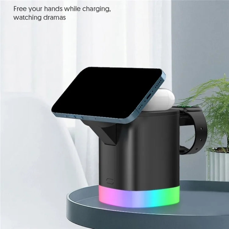 T15 3 in 1 Magnetic Magsafe Wireless Charger Folding Charging Stand For iPhone / iWatch / AirPods(White) - Wireless Charger by PMC Jewellery | Online Shopping South Africa | PMC Jewellery | Buy Now Pay Later Mobicred