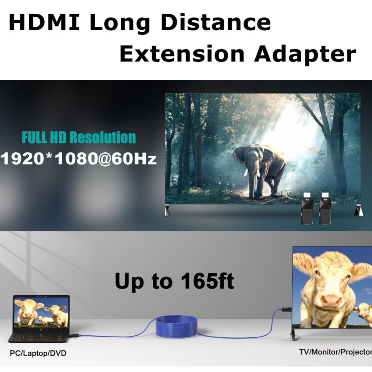 HDMI Extender 165ft Audio Video 1080P Over Cat5 Cat6 Ethernet Cable Transmit Lossless Signal HDMI Long Distance Extension Adapter - Adapter by PMC Jewellery | Online Shopping South Africa | PMC Jewellery | Buy Now Pay Later Mobicred