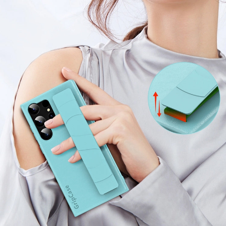 For Samsung Galaxy S25+ 5G Skin Elastic Wrist Grip Back Cover Phone Case(Light Green) - free shipping - PMC Jewellery - Order now!