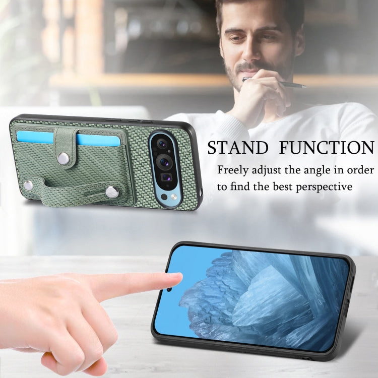 For Google Pixel 9 Wristband Kickstand Card Wallet Back Cover Phone Case with Tool Knife(Green) - Google Cases by PMC Jewellery | Online Shopping South Africa | PMC Jewellery | Buy Now Pay Later Mobicred