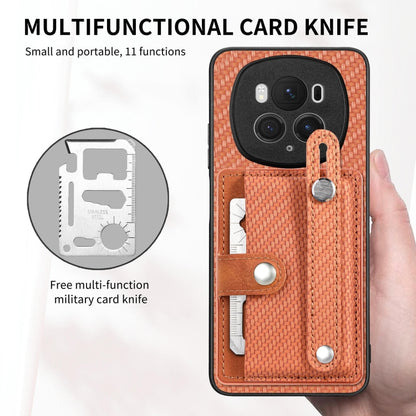 For Honor Magic6 Pro 5G Wristband Kickstand Card Wallet Back Cover Phone Case with Tool Knife(Brown) - Honor Cases by PMC Jewellery | Online Shopping South Africa | PMC Jewellery | Buy Now Pay Later Mobicred