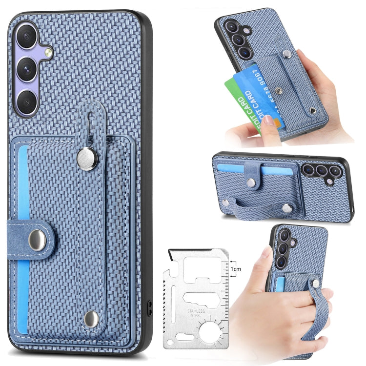 For Samsung Galaxy S25 Ultra 5G Wristband Kickstand Wallet Back Phone Case with Tool Knife(Blue) - Galaxy S25 Ultra 5G Cases by PMC TechLife | Online Shopping South Africa | PMC TechLife | Buy Now Pay Later Mobicred