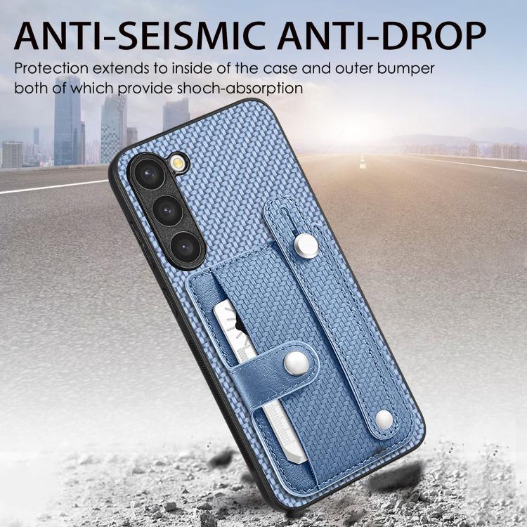 For Samsung Galaxy S25+ 5G Wristband Kickstand Wallet Back Phone Case with Tool Knife(Blue) - Galaxy S25+ 5G Cases by PMC TechLife | Online Shopping South Africa | PMC TechLife | Buy Now Pay Later Mobicred