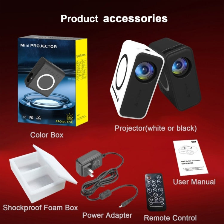 YT300 Home Multimedia Mini Remote Projector Support Mobile Phone(US Plug White) - Mini Projector by PMC TechLife | Online Shopping South Africa | PMC TechLife | Buy Now Pay Later Mobicred