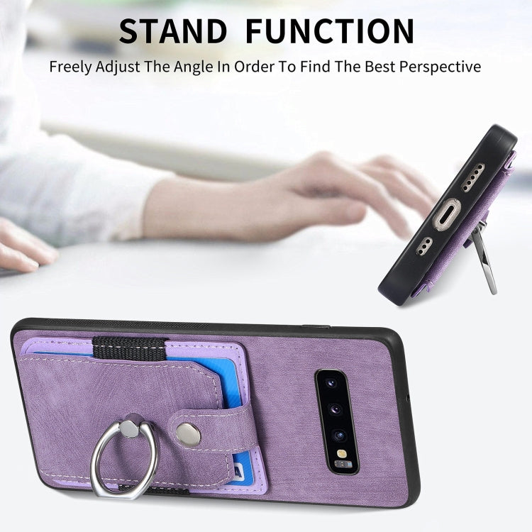 For Samsung Galaxy S25+ 5G Retro Skin-feel Ring Card Wallet Phone Case(Black) - Galaxy S25+ 5G Cases by PMC TechLife | Online Shopping South Africa | PMC TechLife | Buy Now Pay Later Mobicred